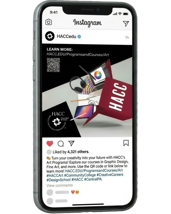 Art at HACC Instagram mockup
