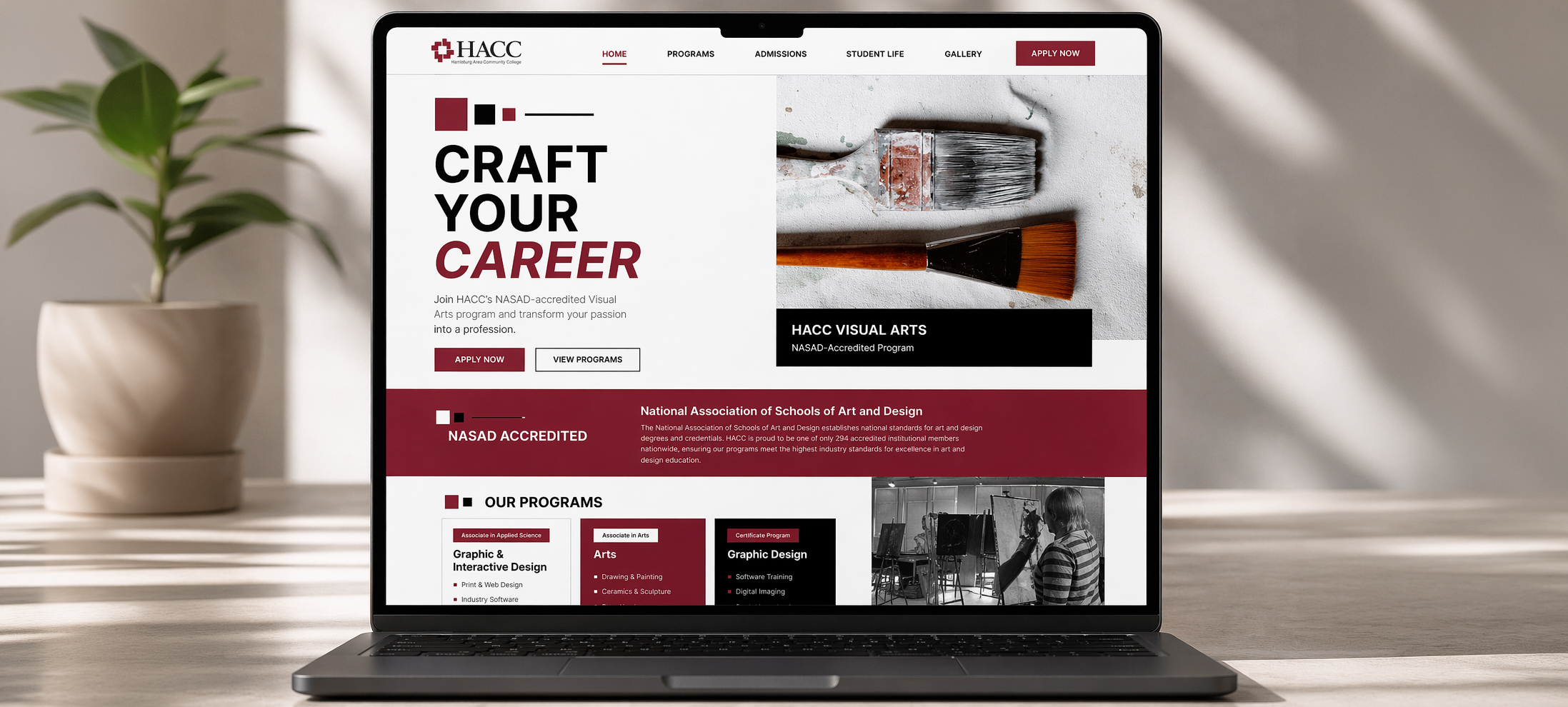 Art at HACC website mockup