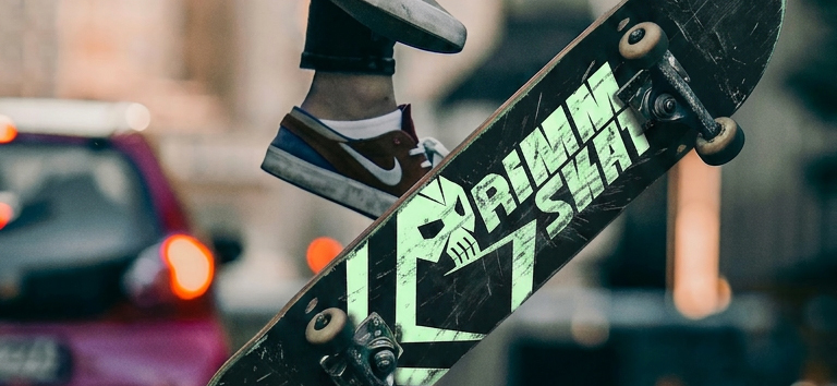 GRIMM Skate skateboard mockup